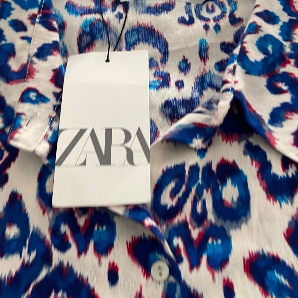 Zara Vibrant Blue and White Blouse size XL brand new length 30” bust 44” - Picture 12 of 12